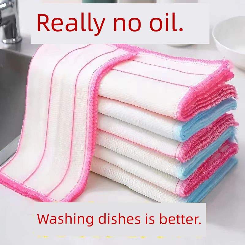 [3 Pack] Cotton Yarn Rag Dishcloth Oil Removal For Home Kitchen Pure Cotton Yarn Oil-Free Scouring Pad Free