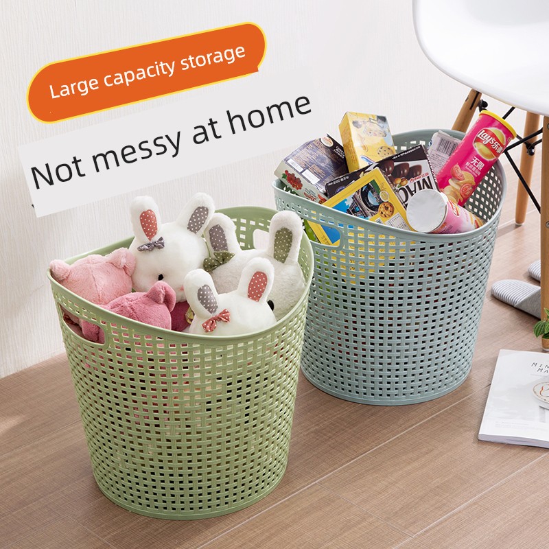 Jujiajia Large Plastic Laundry Basket Bathroom Laundry Basket Living Room Toys Clothing Storage Basket Dirty Clothes Storage Basket