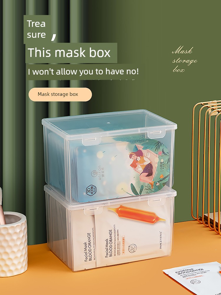 Facial Mask Storage Box Cosmetic Storage Box Desktop Storage Rack Transparent Dressing Table Skin Care Products Storage Basket Rectangular