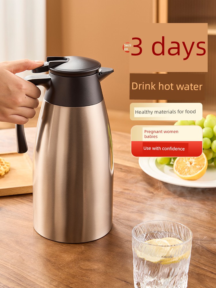Jie'an Xi Thermal Pot For Home Large Capacity Thermal Insulation Kettle 316 Stainless Steel Hot Water Bottle Student Plaid Kettle