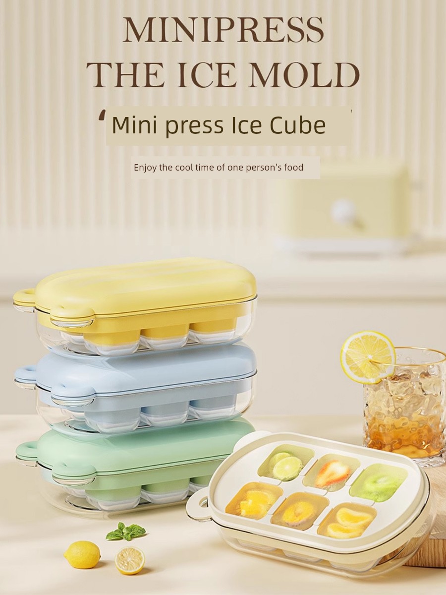 Bear Press Ice Tray New Arrival Silicone Ice Cube Mold 6 Grid Ice Maker For Home Square with Lid Ice Tray Ice Box