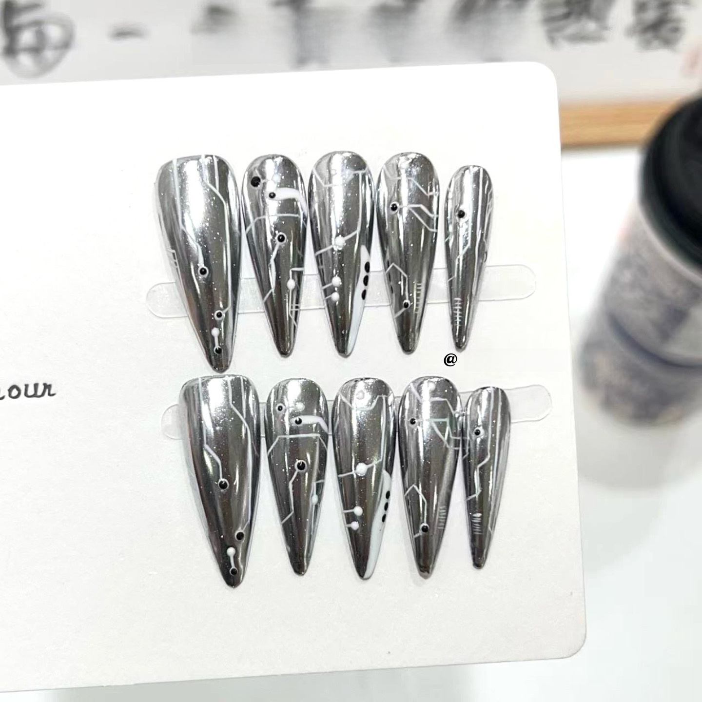 Electronic Punk | Handmade Wear Nail Punk Stereo Classy Stylish Magic Mirror Manicure Fake Nail Patch