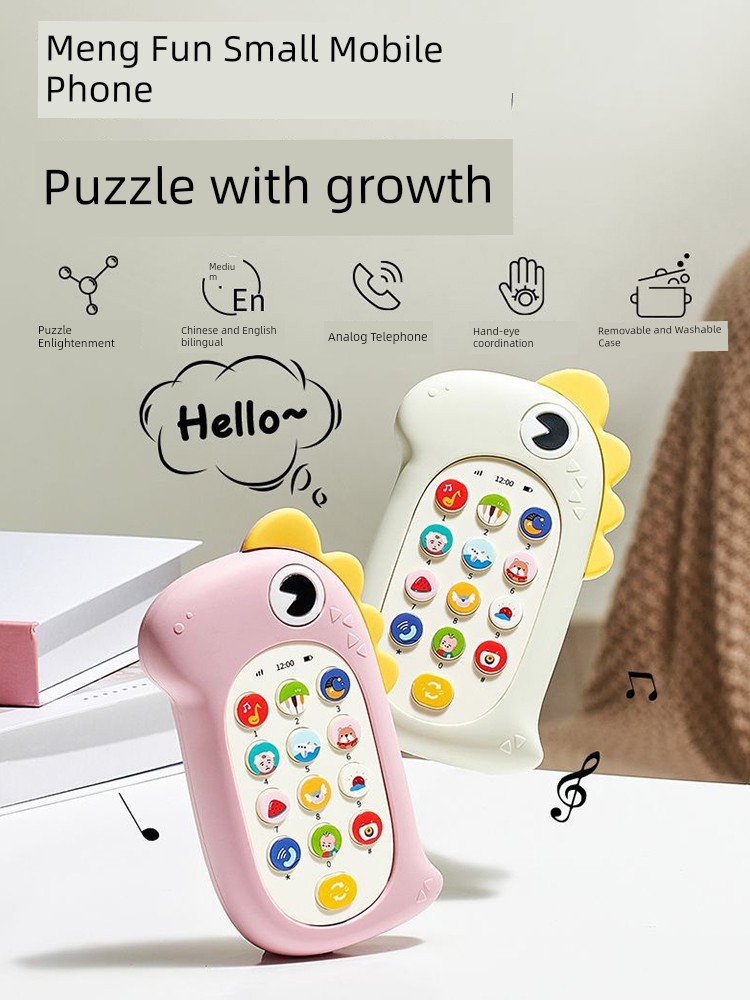 Children's Mobile Phone Toy Baby Early Education Educational Rabbit Dinosaur Music Phone Silicone Case Biteable Disassembly