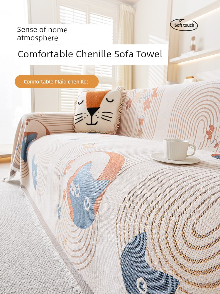 Nordic Style Cartoon Sofa Cover Towel 2025 New Arrival All Year Round Neutral All-Inclusive Universal Non-Slip Net Red Sofa Cushion