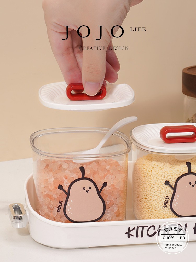 Jojo's L. Pd. Mr. Grocery. Seasoning Box Multi-Grid For Home Kitchen Classy Plastic Seasoning Can Silkworm Seat