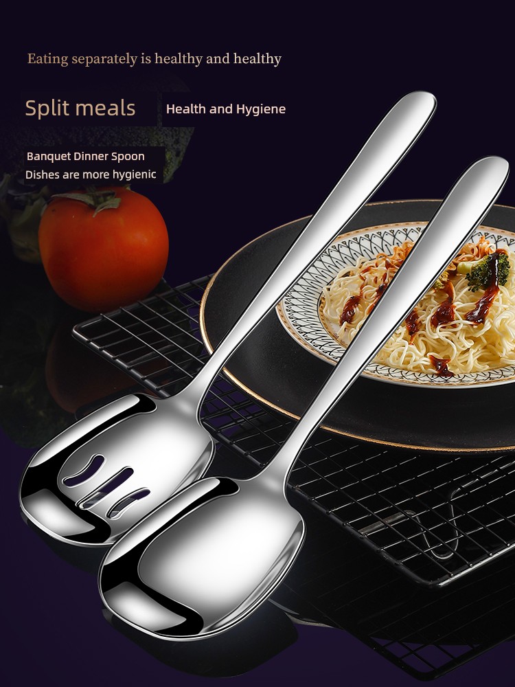 German 304 Stainless Steel Public Spoon Buffet Serving Spoon Large Hotel Restaurant Public Spoon Canteen Spoon for Individual Portions
