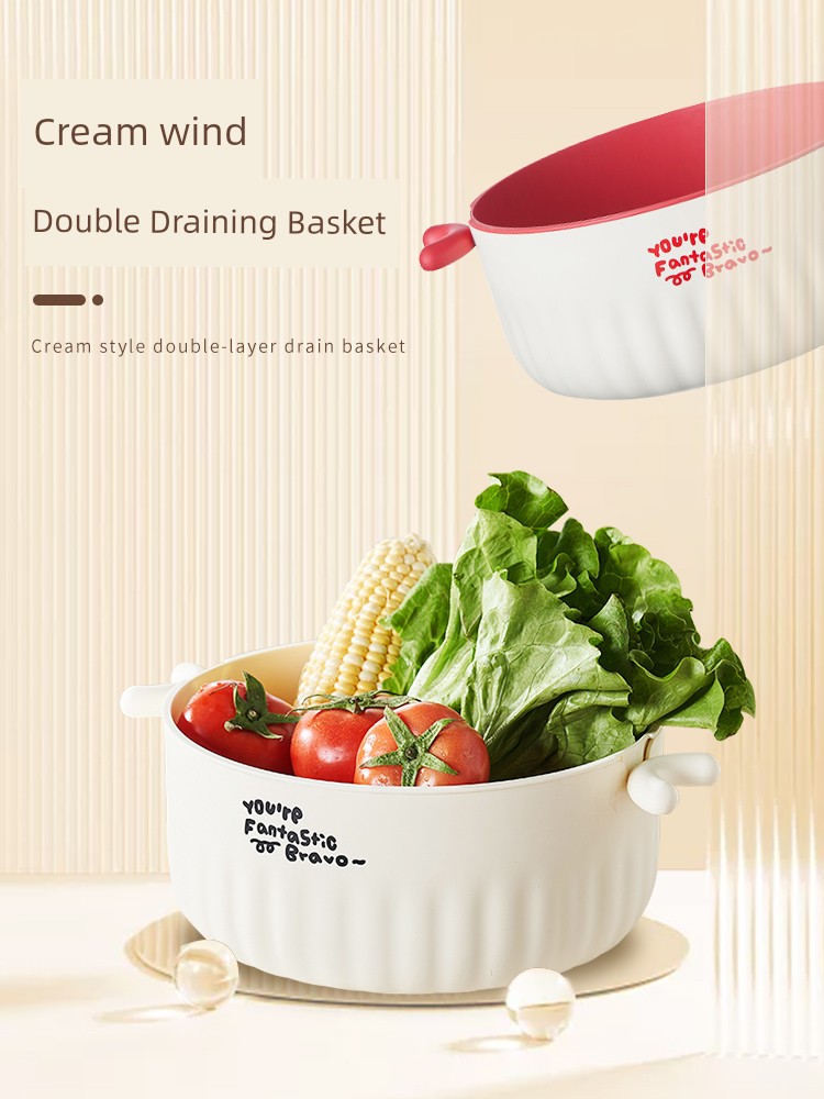 Draining Basket Accessible Luxury Good-looking Living Room Coffee Table For Home Kitchen Double Layer Thickened Large Vegetable Washing Fruit Basket
