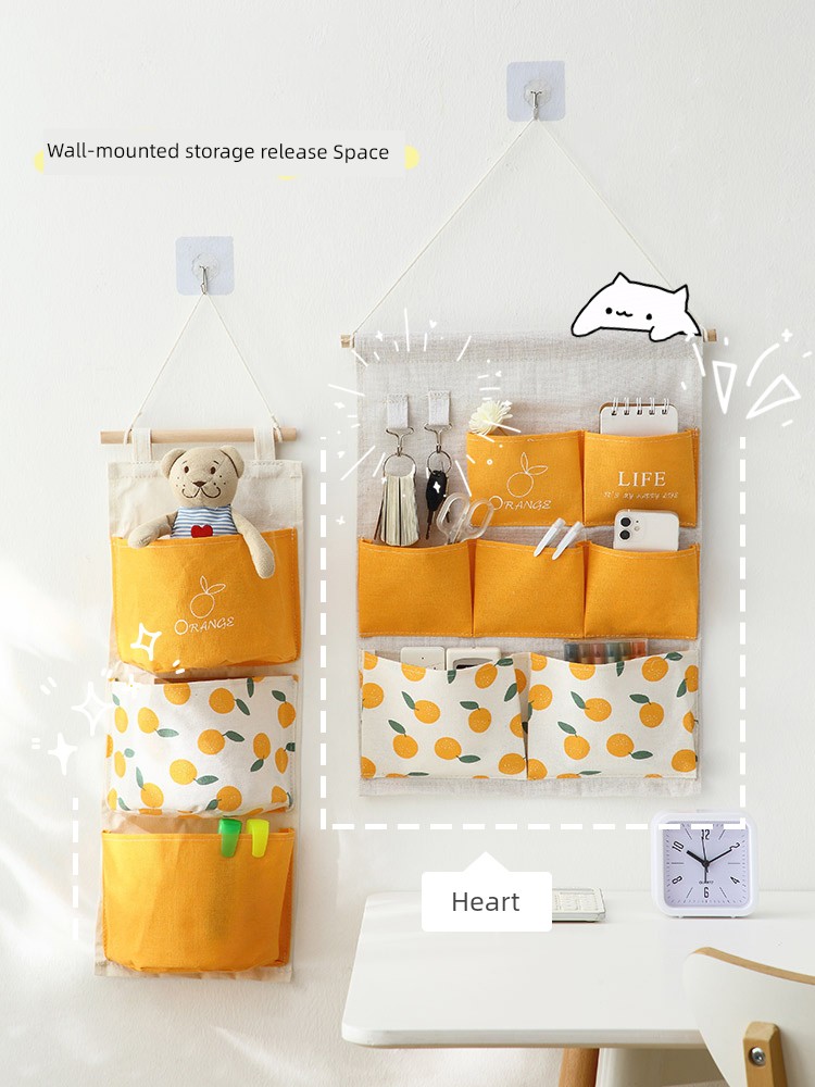 Fabric Storage Bag Dormitory Wall-Mounted Bedside Wall behind the Wall Door Hanging Mobile Phone Storage Bag Fantastic Wall Mounted Accessories