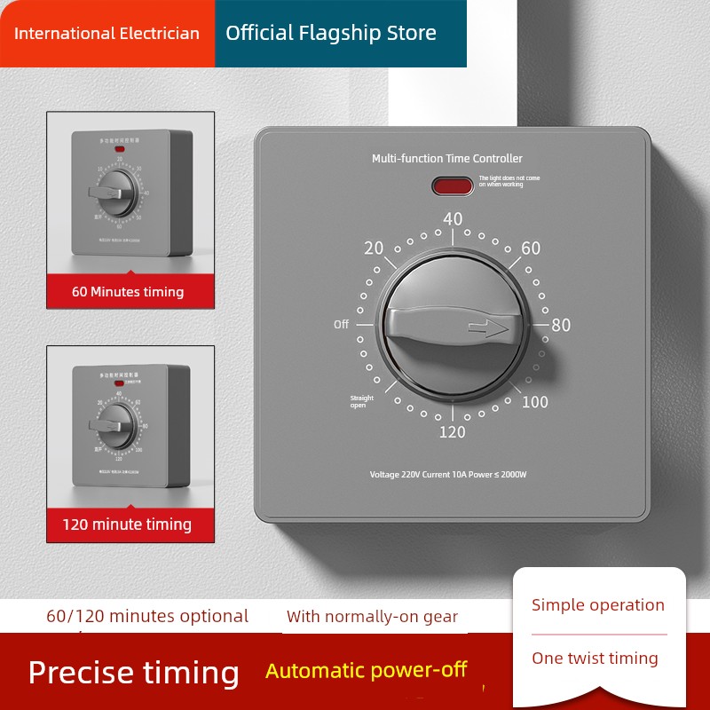 Timer Switch Controller 220V Mechanical Countdown Automatic Power off 86 Type Water Pump Timer Socket Panel