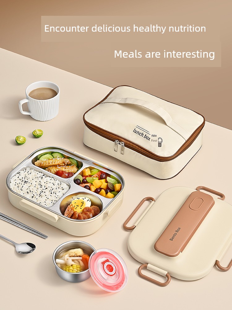 Food Grade Kids Office Worker Bento Plate Stainless Steel