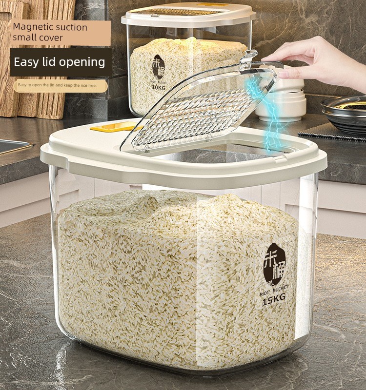 Large Capacity Household Rice Bucket Insect-Proof Moisture-Proof Sealed Flip Quantitative Rice Box Rice Pot Rice Noodles Collection and Storage Container