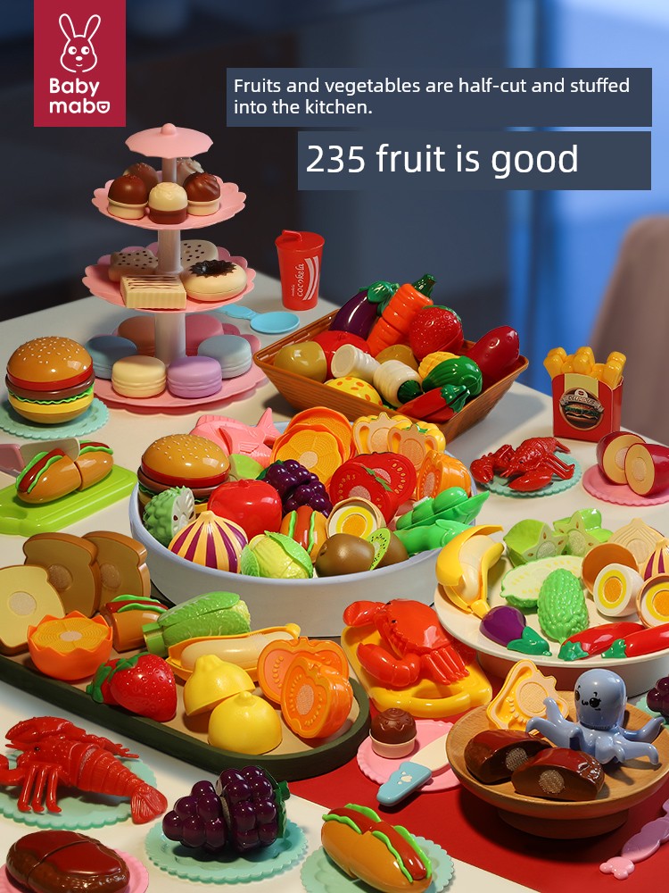 Kids Simulation Baby Cut Fruits and Vegetables Slicer Toys Biteable Play House Kitchen Girl Baby Toddler
