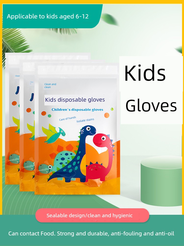 Kids Disposable Gloves Food Grade Child Baby Special PE Plastic Film Catering Protective-Style For Home Thickened