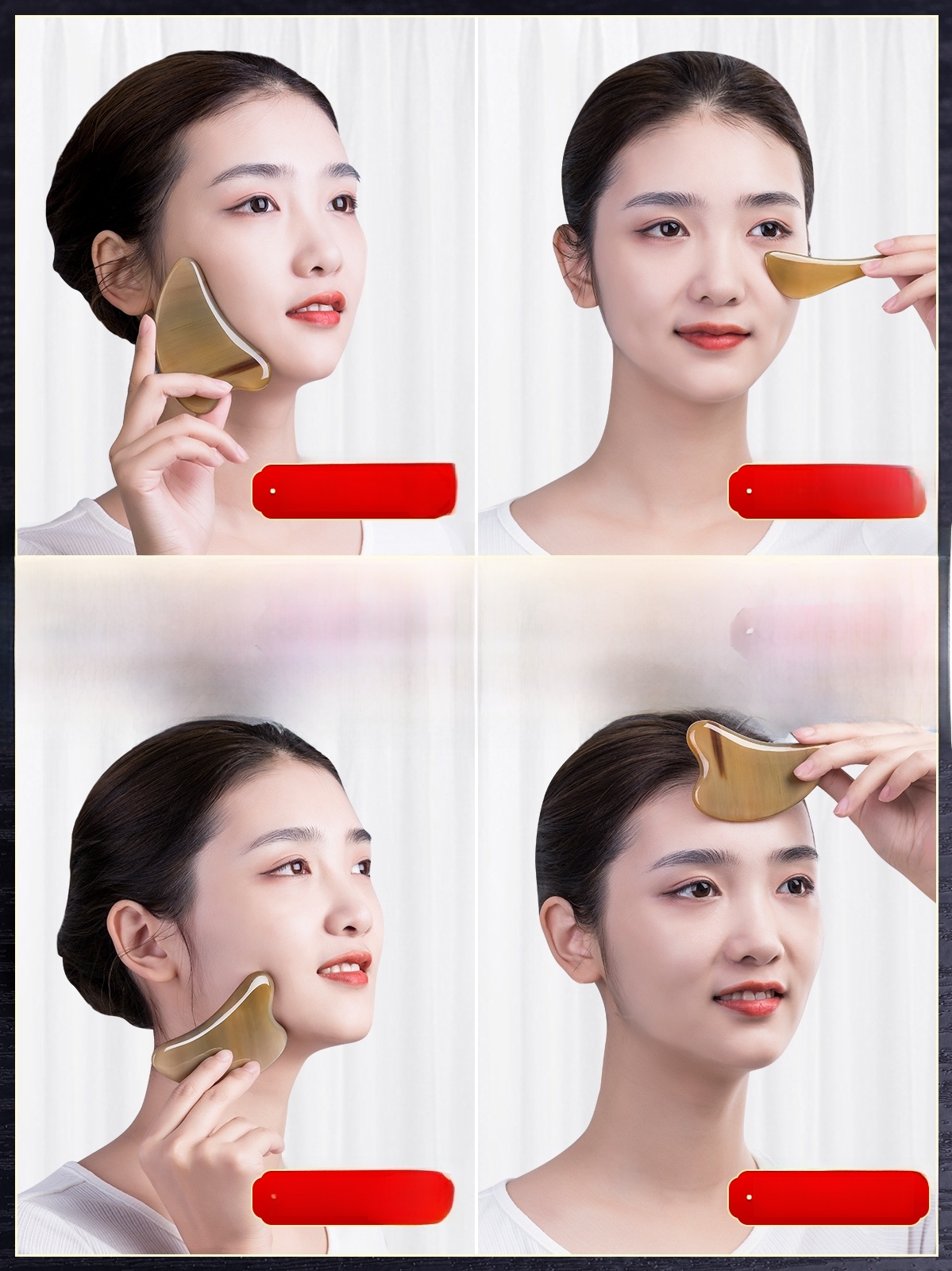 Horn Muscle-Poking Stick Eye Beauty Bar Facial Acupuncture Pull Tendons Stick Acupoint Massage Scrapping Plate for Face Handy Gadget