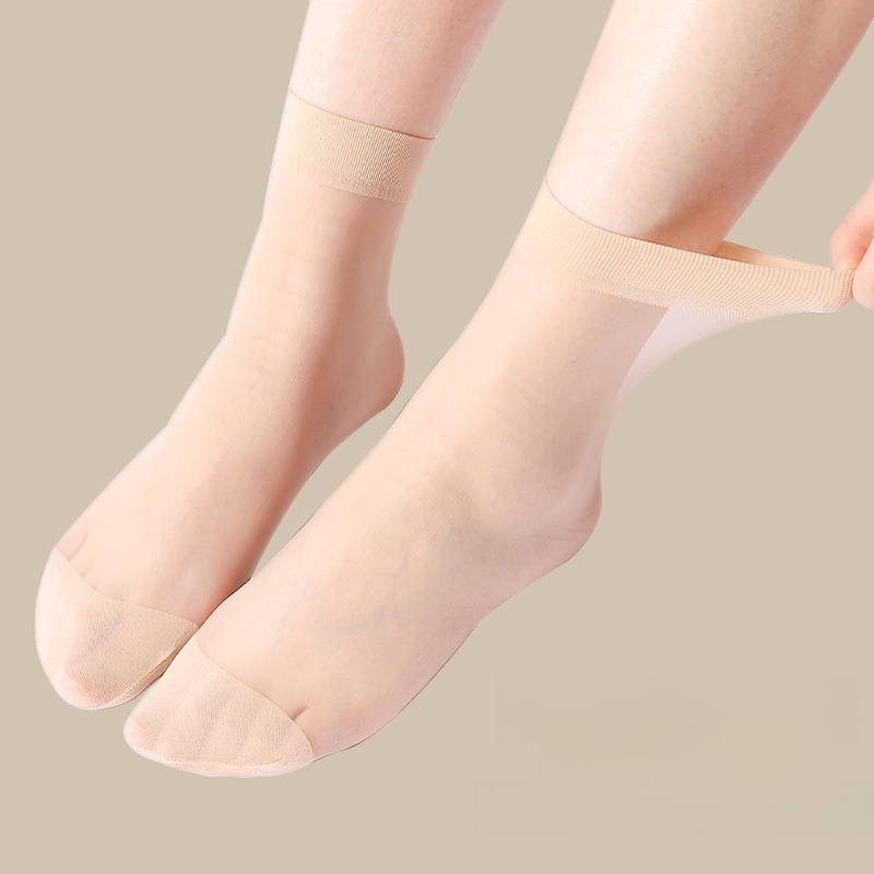 Langsha Stockings Women's Short Summer Thin Summer Knee-High Black Flesh Color Spring & Fall Anti-Hook Silk Socks Short Stockings New Arrival