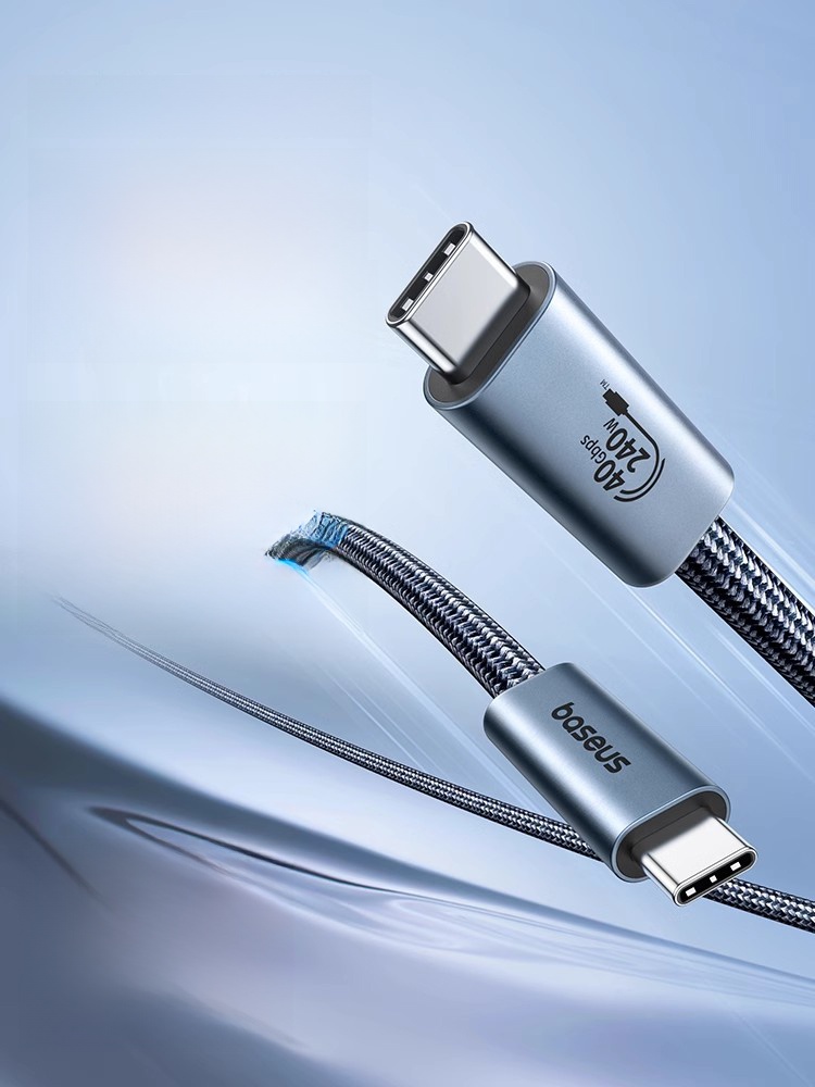 BASEUS 240W Fast Charging Full-Function Data Cable 40Gbps High-Speed Transmission Usb4 Video Cable 8K Projection Screen Double Typec Charging Cable 15 Applicable to Apple 16 Laptop MacBook Lightning