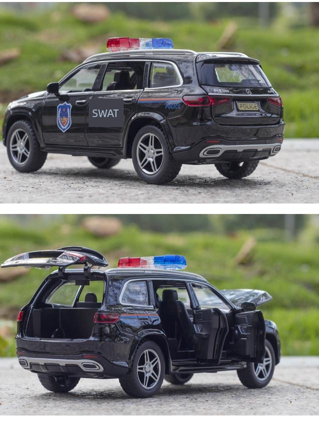 Large Alloy Police Car Kids Police Car Artificial Metal Car Model Sound and Light Open Door 3-6 Years Old 7 Boys Toy