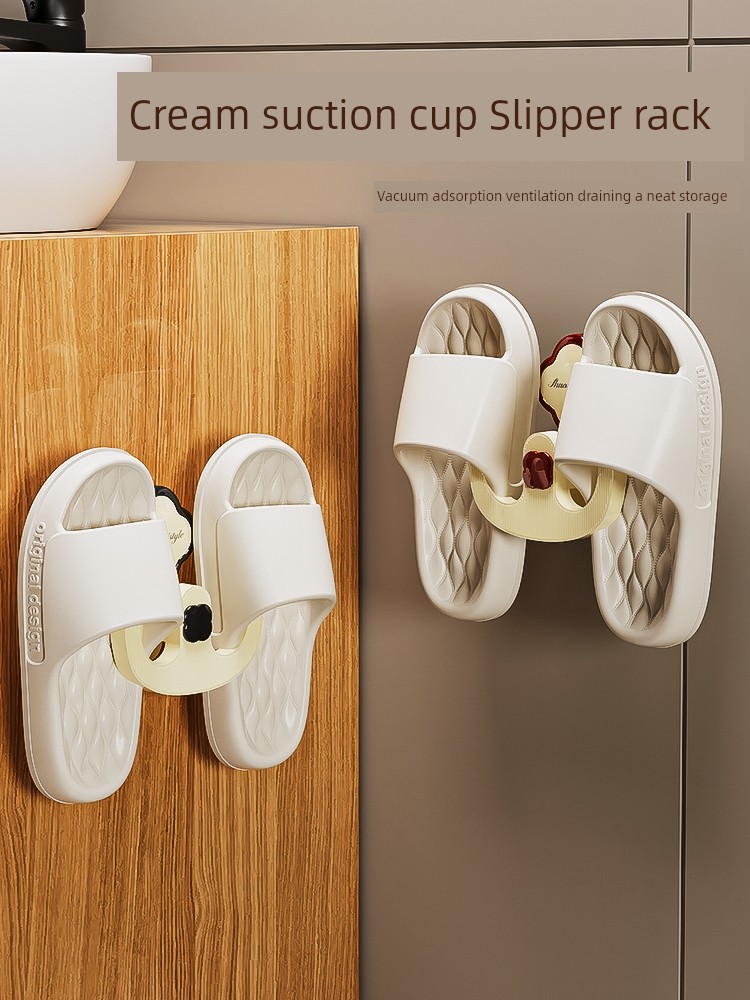 Contrast Color Suction Cup Slipper Rack Bathroom Punch-Free Storage Rack Shoe Storage Fantastic Toilet Wall Hanging Rack Drain Rack