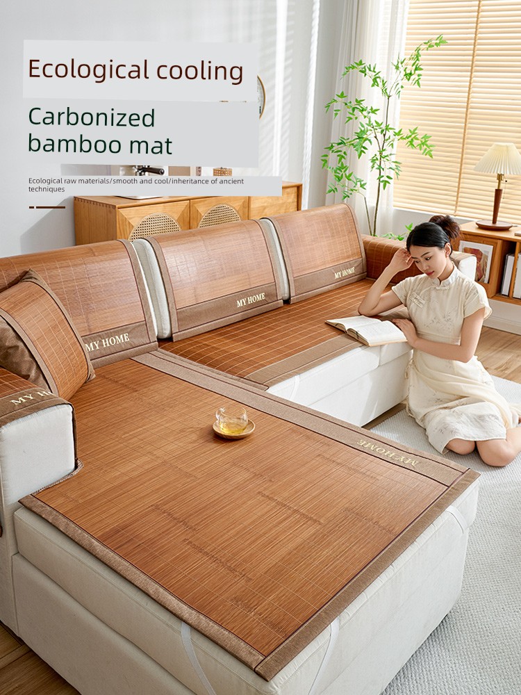 Summer Bamboo Mat Sofa Cushion All Year Round Neutral 2024 New Arrival Non-Slip Sofa Cover No Burr Natural Mat