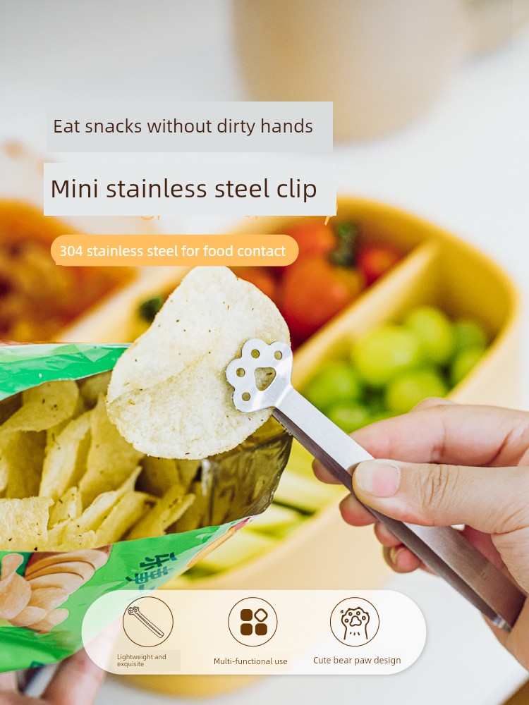 Tree Can Eat Snack Clip 304 Stainless Steel Clip Cube Sugar Tong Thickened Little Clip Coffee Shop Dedicated Milk Tea Ice Clip