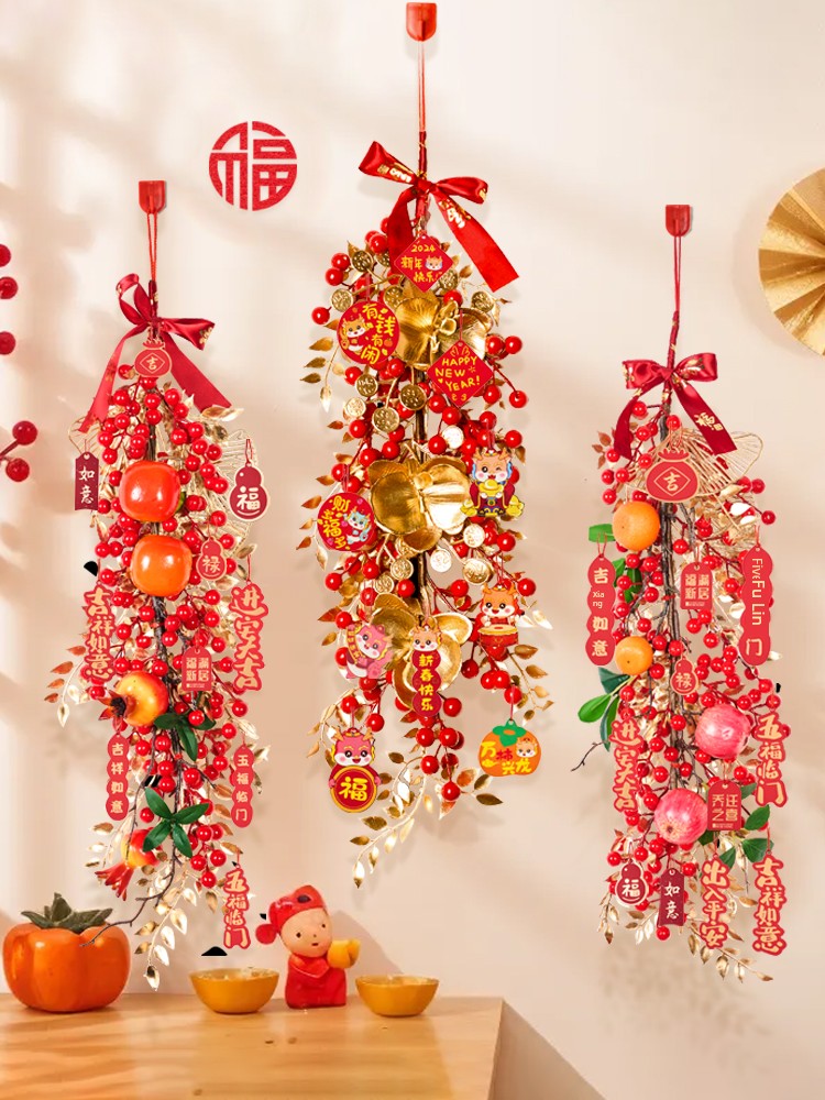 New Year Fortune Fruit Pendant Snake Year New Arrival 2025 Fu Character Decorations Entry Door New Year Cargo Atmosphere Scene Layout