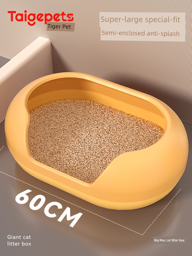 Taige Litter Box Oversized Splash-Proof Semi-Closed Toilet Sand Tray Extra Large Open Giant Cat Litter Box