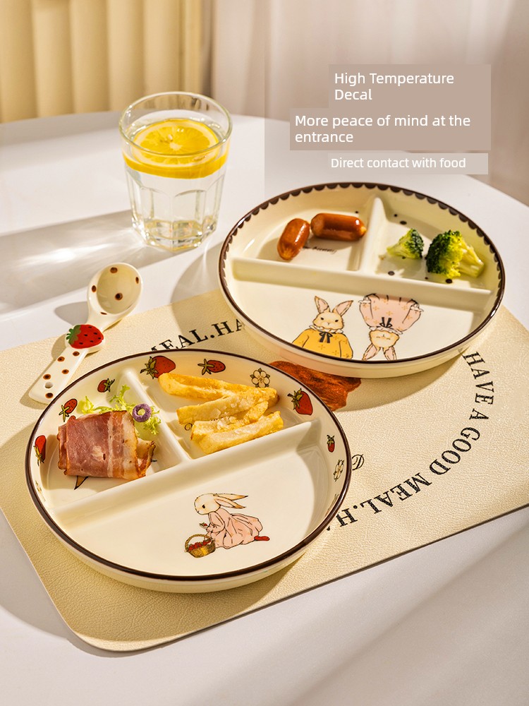 Modern Housewife Hera Rabbit 211 Compartment Tray Ceramic Kids Dedicated For Home Adult Fat Reduction Weight Loss Breakfast Plate