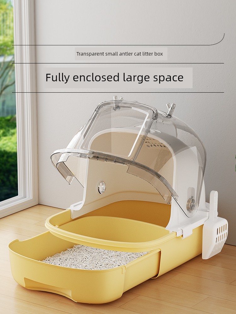 Splash-Proof Clamshell Oversized Deodorant Litter Box