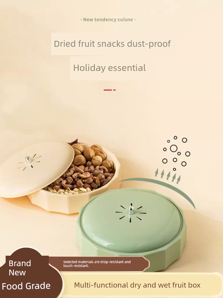 Fruit Plate For Home with Lid Living Room Coffee Table Snack Fruit Nut Storage 2023 New Arrival Dustproof Drain Wet and Dry Fruit Box
