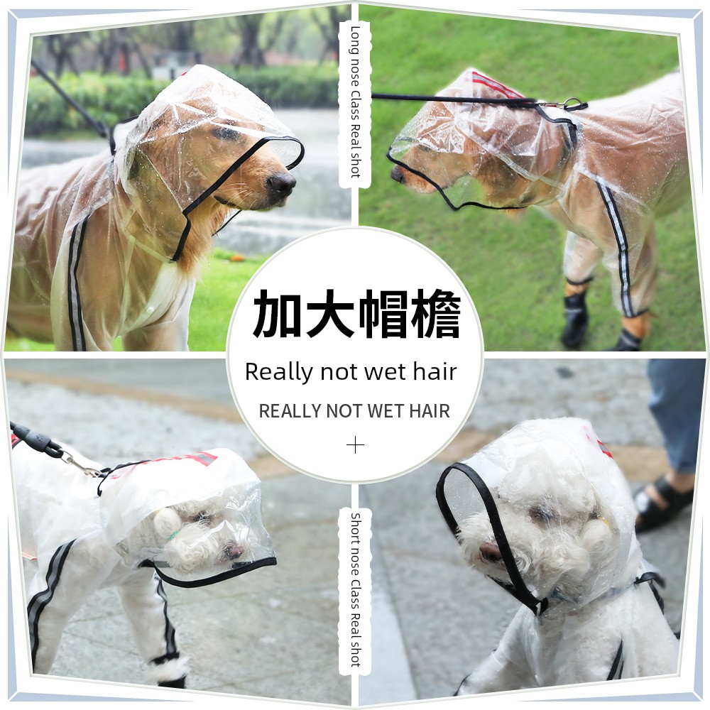 Dog Raincoat Golden Retriever Shiba Inu Border Collie Husky Medium-Sized Dog Large Dog Pet Rainy Day Waterproof Poncho Clothes
