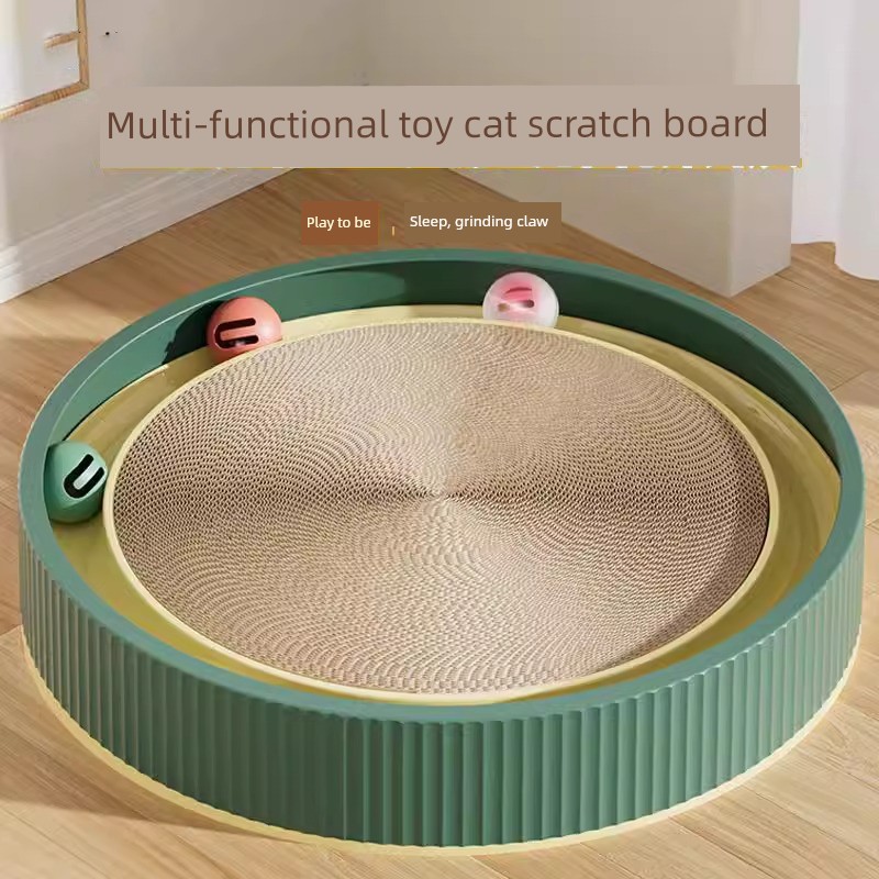 Cat Scratch Board with Ball Oversized round No Dandruff Abrasion Resistant One Cat Nest Grinding Claw Cat Toy Pet Cat Supplies