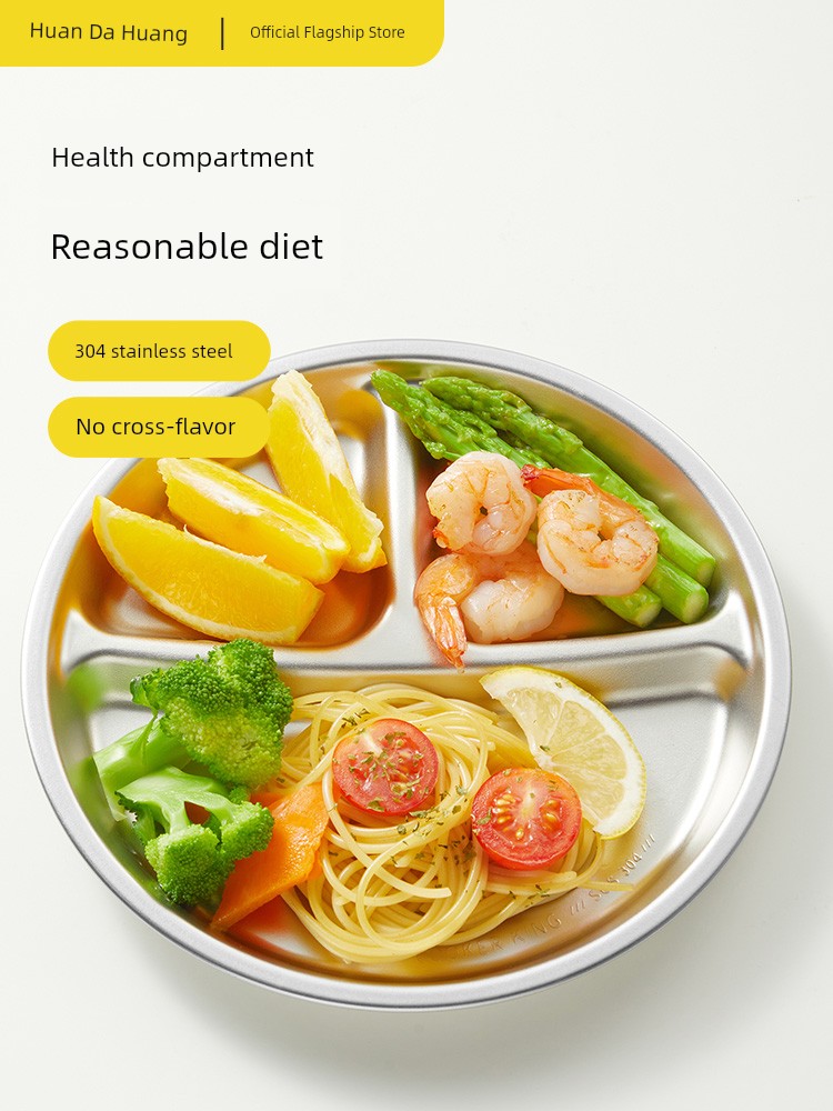 Children's Dinner Plate Adult Weight Loss Special Three-Grid Stainless Steel