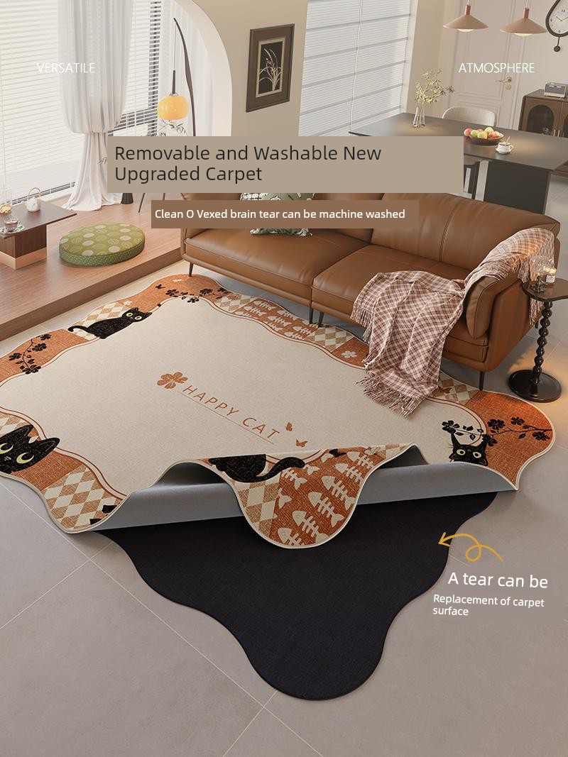 [Double-Layer Removable and Washable Machine Washable] Cartoon Style Carpet Living Room 2025 New Arrival Glue-Free Floor Mat Bruloman
