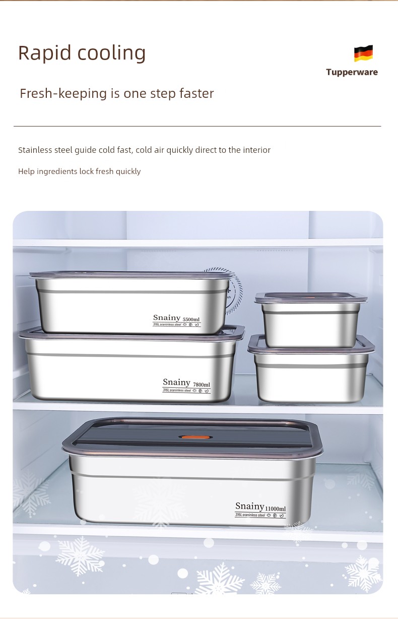 Rectangular Thickened 316 Stainless Steel Dish with Lid