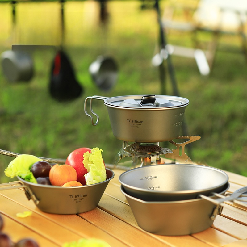 Pure Titanium Portable Cookware Foldable Salad Cup Outdoor