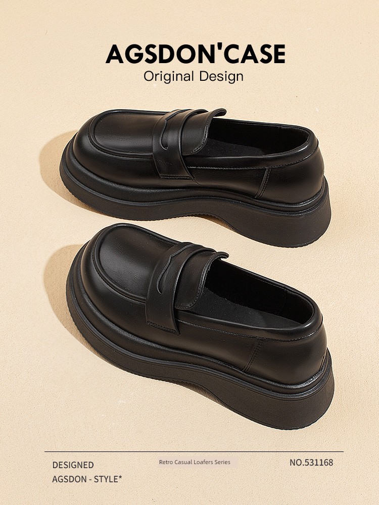 Augusto Platform Loafers Women's 2025 Spring New Leather Shoes Best Selling Women's Shoes Easiest for Match Commuter Shoes