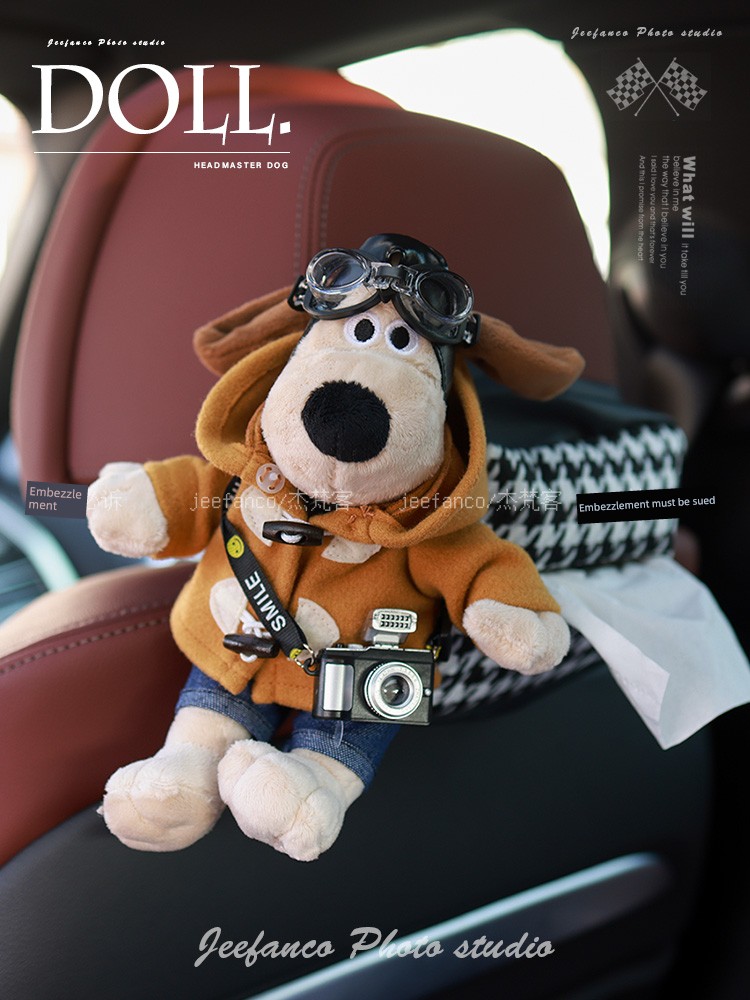 Car Tissue Box Car Tissue Box Fancy Hanging Shopkeeper Dog Doll Creative Car Interior Decoration