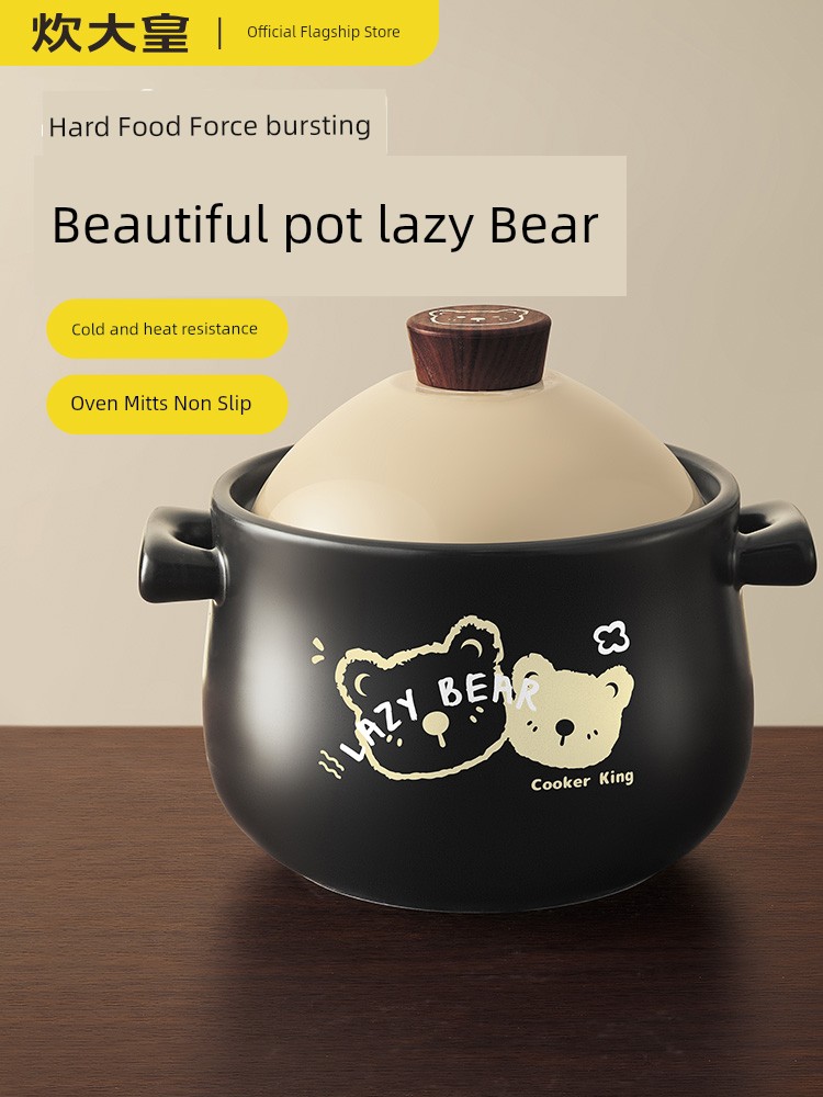 Cooker King Casserole/Stewpot For Home Gas High Temperature Resistant Dry Burning Non-Cracking Ceramic Soup Gas Stove Special Stew Chinese Casseroles
