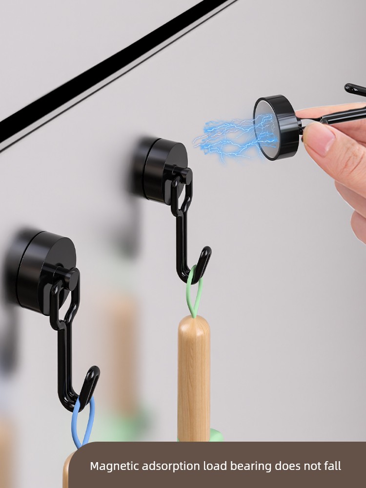 Magnetic Hook Strong Load-Bearing Punch-Free Wall Bathroom Kitchen Door Rear Seamless Wall Iron-Absorbing Magnetic Hook