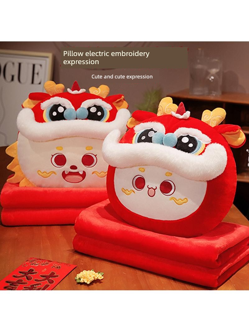 Home Home Wear Annual Snake Mascot Cushion Pillow and Quilt Dual-Use Office Cartoon Two-in-One New Year Gift