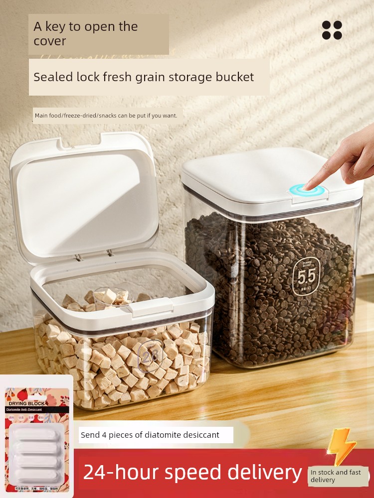 Cat Food Storage Bucket Dog Food Sealed Barrel Moisture-Proof Grain Bucket Pet Food Sealed Cat Food Can For Home Storage Box