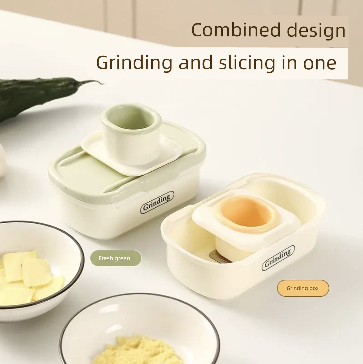 Mill Ginger Mince Handy Gadget Multi-Function Vegetable Cutting Mill Ginger Kitchen Gadget Garlic Grinder Slicer Mill Foam Storage Mashed Garlic