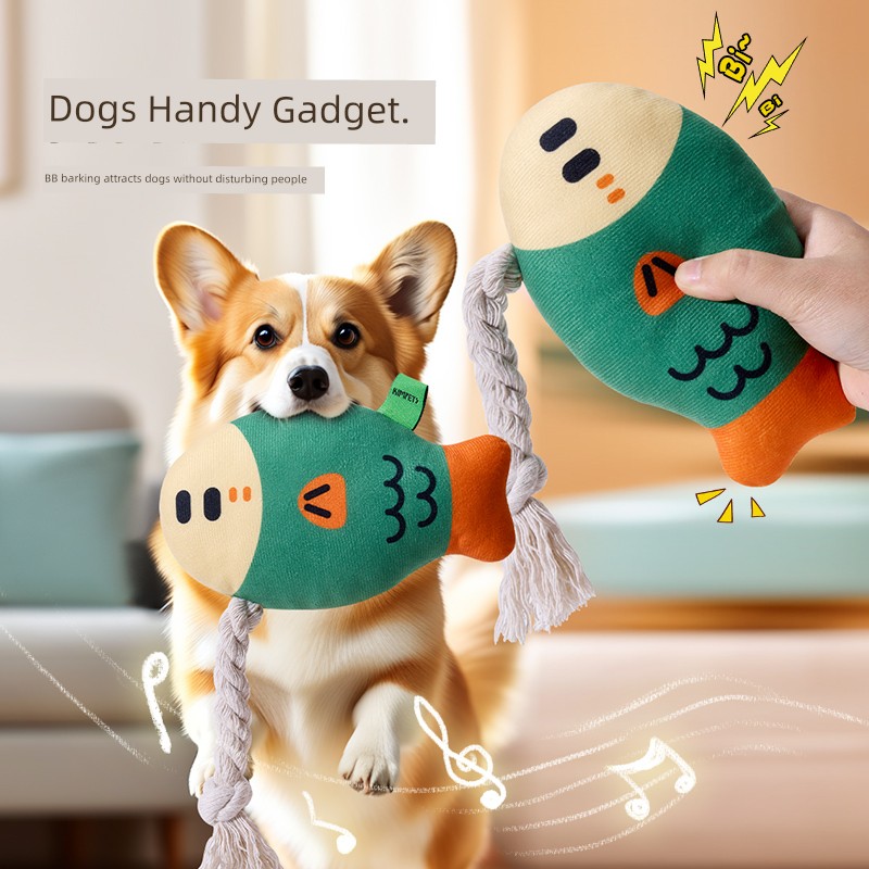 Dog Toy Stuffed Sound Bighead Carp Bite-Resistant Doll Pet Supplies Small Size Dogs Molar Self-Hi Relieving Stuffy Handy Gadget
