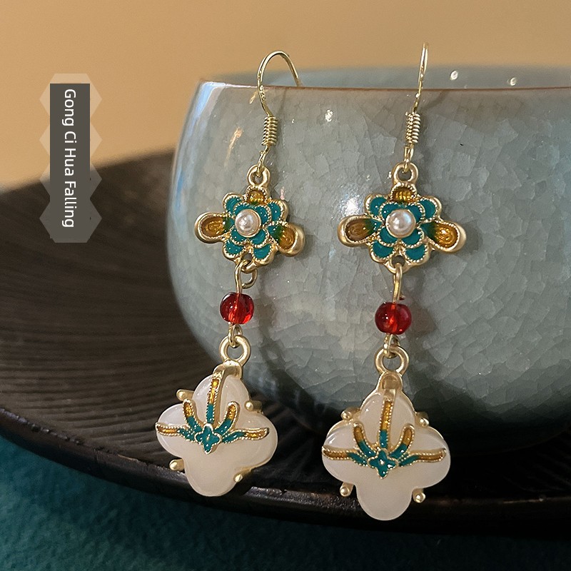 Chinese Style Long Fringe Earrings Female New Chinese Style Retro Minority Design Ear Studs Fancy Elegant Eardrop Earring