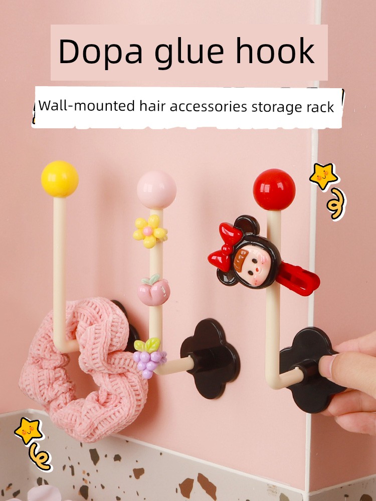 Bathroom Hair Band Hair Band Hair Rope Storage Rack Wall Hanging Jewelry Hair Accessories Barrettes Head Rope Dopamine Hook