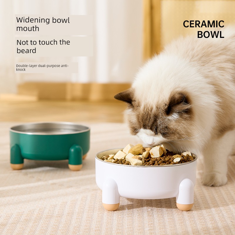 Stainless Steel Cat Bowl Food Basin Anti-Tumble Cat Drinking Bowl Special Puppy Dog Food Rice Basin Cat Food Bowl Pet Supplies
