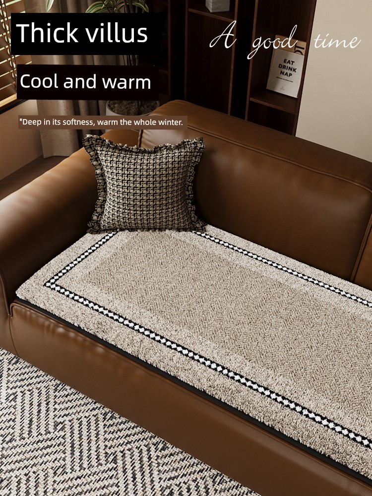 Retro Asymmetrical Non Slip Leather Sofa Cover Cloth Cushion