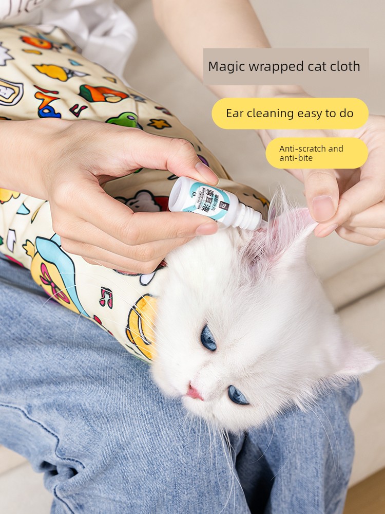 Cat Wrapping Cloth Cat Anti-Scratch Anti-Bite Fixed Gadget Nail Cutting Bag Cat Cloth Self-Adhesive Pet Bath Cat Bag Cat Bag