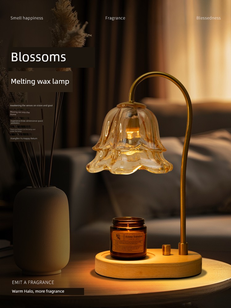Linglan Fragrance Lamp Wax Melting Lamp Retro Table Lamp Bedside Lamp Master Bedroom Ambience Light Candle Melting Birthday Gift Small Night Lamp