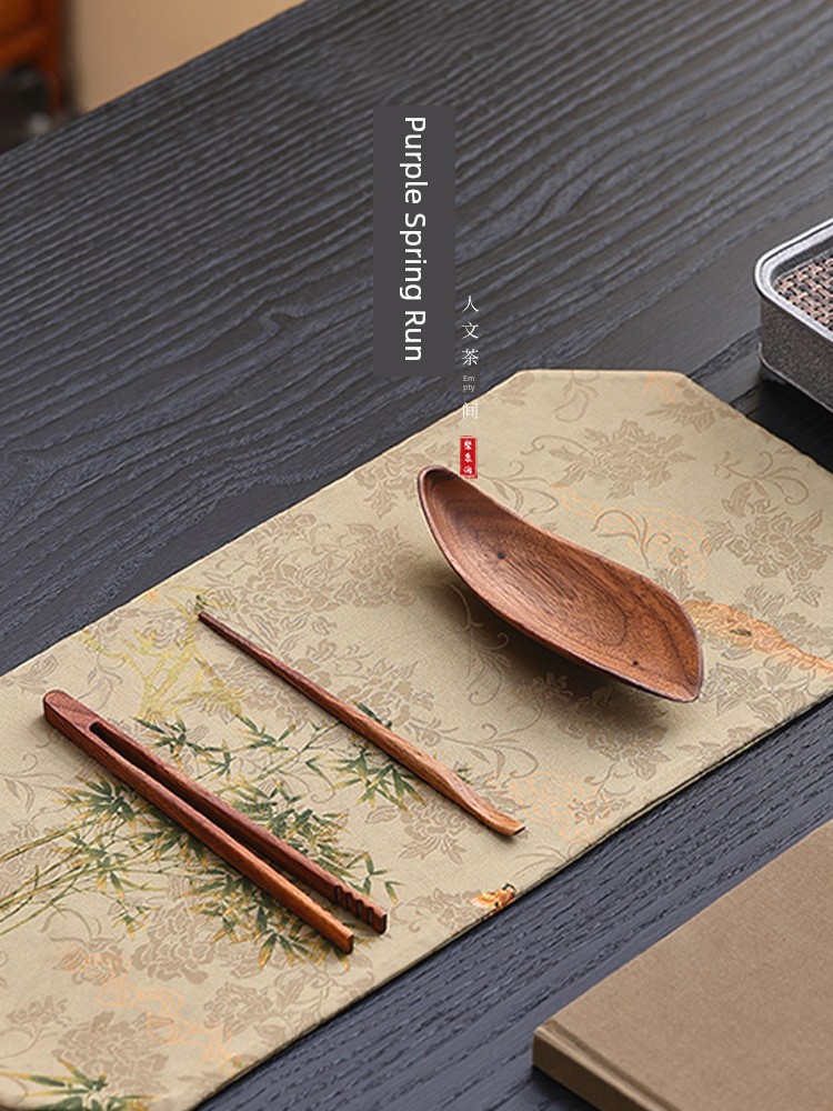 Jojo's L. Pd. Ziquan Jian. Tea Spoon Three-Piece Set Tea Holder Kung Fu Tea Set Solid Wood Tea Ceremony Accessories | Research Institute
